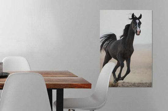 Canvas Schilderij Paarden - Arabier - Pastel - 60x90 cm - Wanddecoratie
