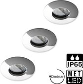 Lybardo inbouwspot Badkamer IP65 Chrome + Philips CorePro LED GU10 5W 2700K Warm Wit Dimbaar Set van 3