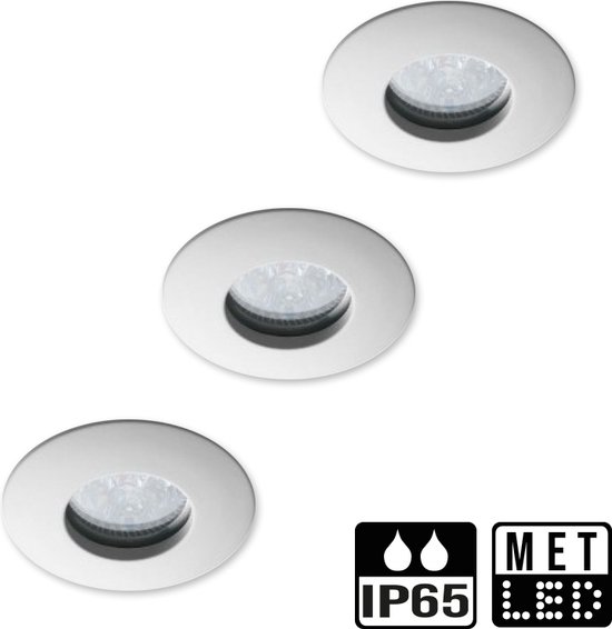 Discreet Kikker worstelen Inbouwspots badkamer - 3-pack - IP65 + Philips GU10 LED - 3.5W - 2700K warm  wit | bol.com