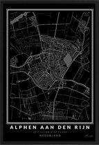 Poster Stad Alphen aan den Rijn - A2 - 42 x 59,4 cm - Inclusief lijst (Zwart Aluminium)