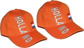 2x stuks oranje fan artikelen Baseball cap Holland voor supporters - voor volwassenen - Feestartikelen