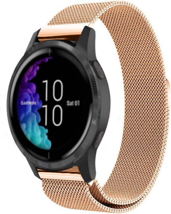 Milanees Smartwatch bandje Geschikt voor Garmin Venu Milanese band rose goud . bol