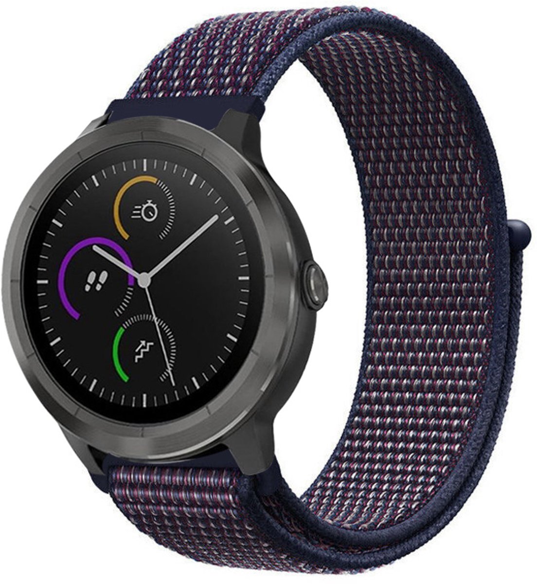 Geschikt voor Garmin Vivoactive 3 nylon band - paars-blauw - 42mm