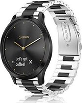 Stalen Smartwatch bandje - Geschikt voor  Garmin Vivoactive 4 stalen band - 45mm - zilver/zwart - Horlogeband / Polsband / Armband