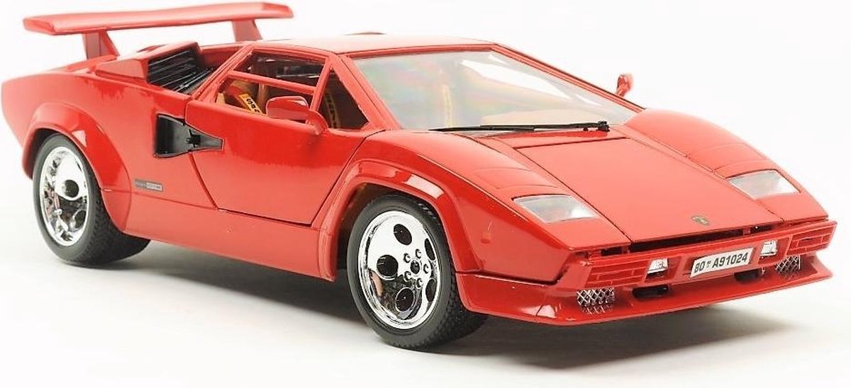 Lamborghini Countach 1988 - Burago 1/18 Métal - Occasion Avec Boîte Et Socle Bois