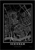 Poster Stad Schiedam - A4 - 21 x 30 cm - Inclusief lijst (Zwart Aluminium)