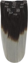 Remy Human Hair extensions Double Weft straight 18 - bruin / grijs T2/SG#