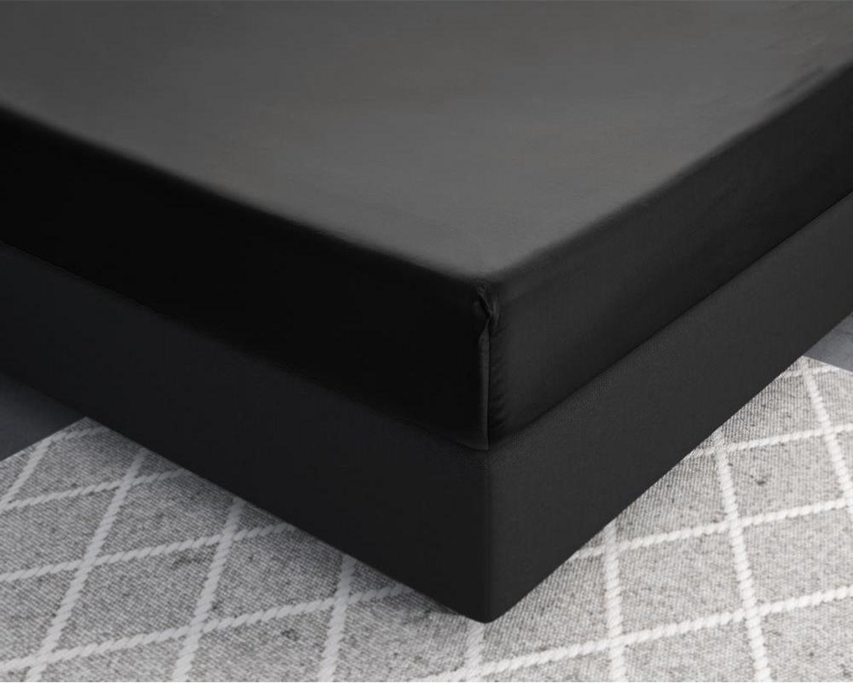 Primaviera Deluxe Satijnen - Hoeslaken - 160 x 220 - Zwart