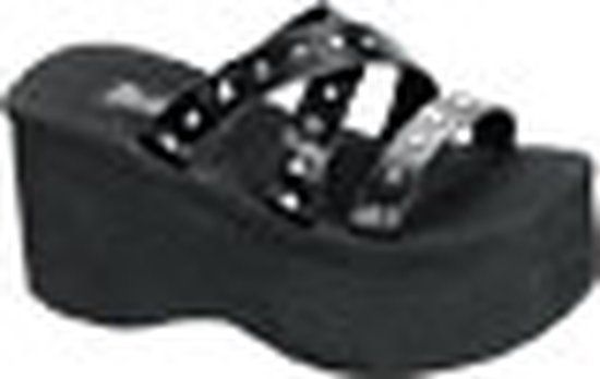 DemoniaCult - FUNN-19 Slippers - US 9 - 39 Shoes - Zwart