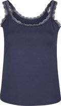 Promiss - Top in viscose met kantdetail - Marineblauw
