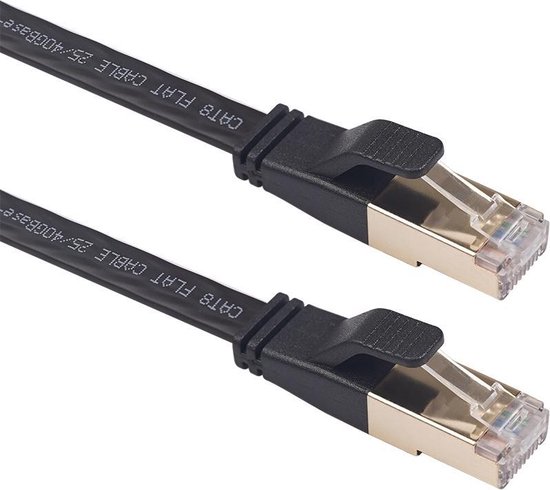 By Qubix internetkabel - 20m CAT8 Ultra dunne Flat - Zwart - Ethernet kabel  -... | bol.com
