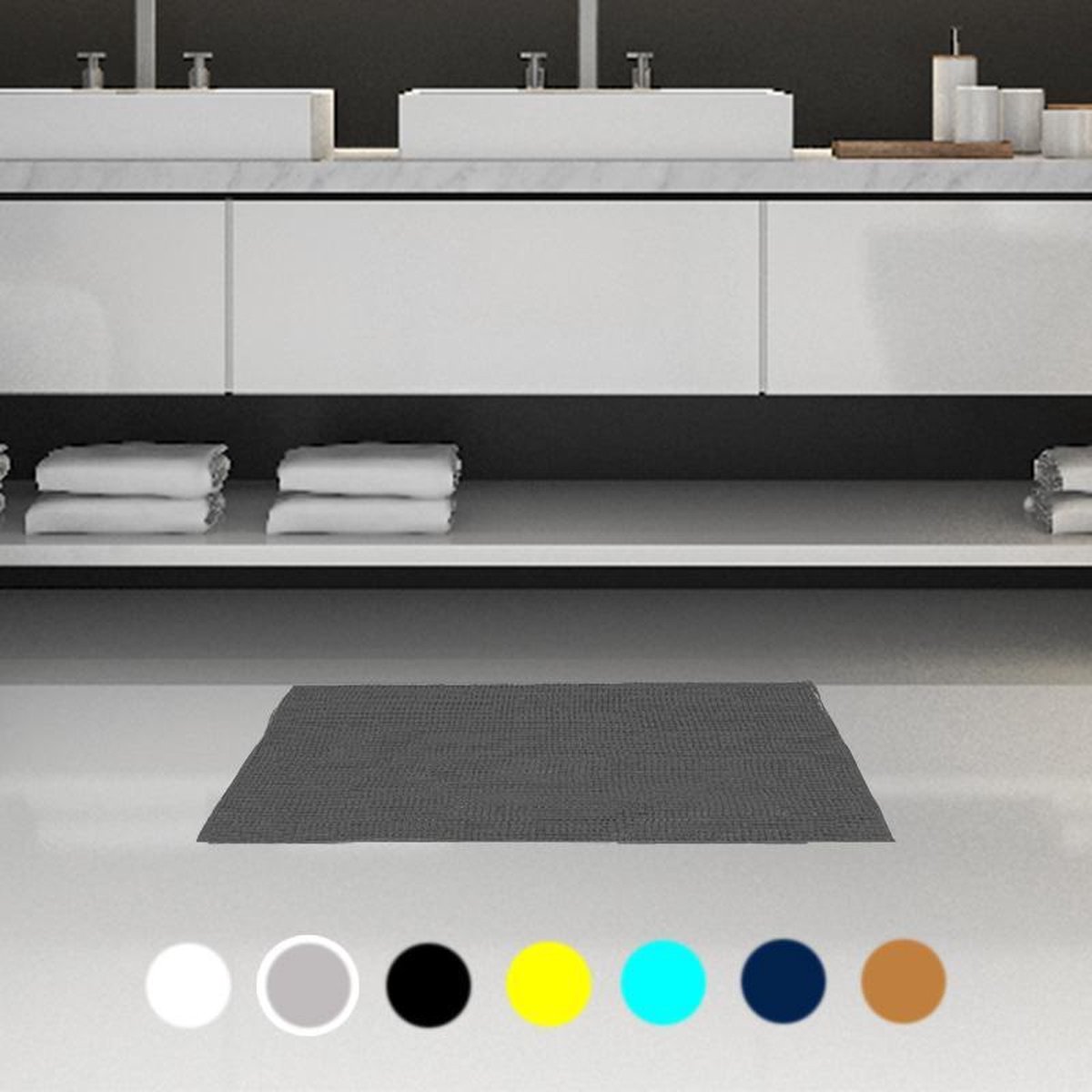 Goedkoopste 50x80 cm absorberende chenille badmat - Overig - Grijs - Gris - SILUMEN