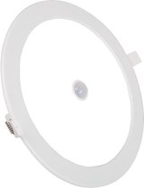 LED Downlight Slim - Igia - PIR Bewegingssensor 360° - Inbouw Rond 12W - Helder/Koud Wit 6000K - Mat Wit - Ø170mm