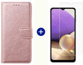 BixB Samsung A32 5G hoesje - Samsung Galaxy A32 5G screenprotector - BookCase Wallet - Roségoud