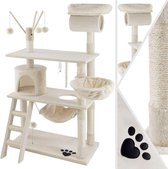 REXA® Krabpaal, kattenboom en klimboom | met hangmat en sisalstammen | trap, holen, speelballen, speelsisal | speeltouw hoogte 143 cm