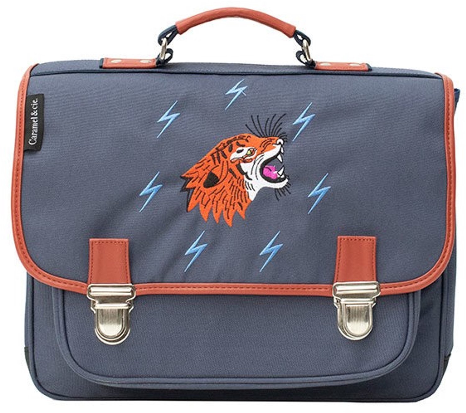 Boekentas met tijger blauw large - Grrr - Caramel et Cie