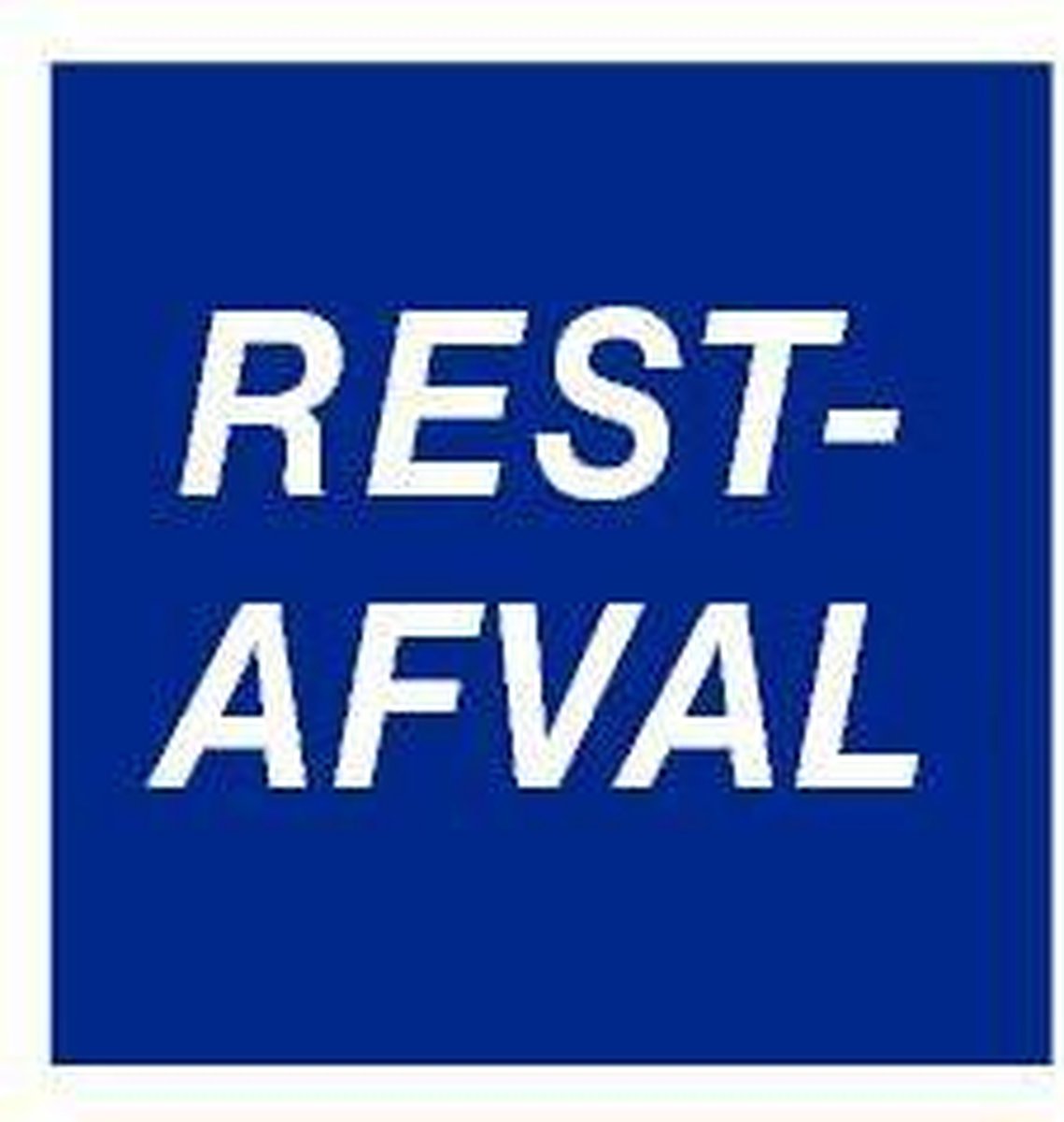 Restafval sticker, blauw wit 150 x 150 mm