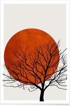 JUNIQE - Poster Winter Sunset -13x18 /Rood & Zwart