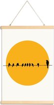 JUNIQE - Posterhanger Bird Family -40x60 /Geel & Zwart