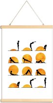 JUNIQE - Posterhanger Yoga Sun -40x60 /Geel & Oranje