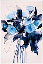 JUNIQE - Poster met kunststof lijst Bloom Series True Blue -20x30