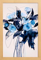 JUNIQE - Poster met houten lijst Bloom Series True Blue -30x45 /Blauw