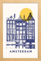 JUNIQE - Poster in houten lijst Amsterdam -20x30 /Blauw & Geel