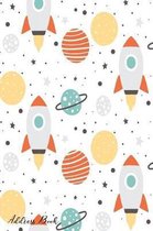 Address Book: For Contacts, Addresses, Phone, Email, Note, Emergency Contacts, Alphabetical Index With Cute Space Seamless Pattern D