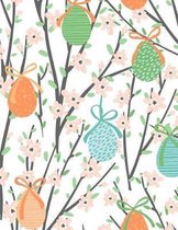 Notebook: Cherry Blossom Easter Egg Tree Patterned College Ruled Line Paper 8.5x11 Composition Note Book 70 Sheets (140 Pages)