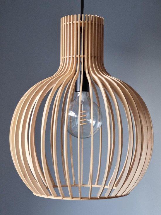 Lille Houten Design Hanglamp - E27 - ⌀45x54cm - Naturel | bol.com