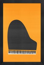 JUNIQE - Poster met houten lijst Grand Piano -13x18 /Grijs & Oranje