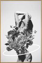 JUNIQE - Poster met kunststof lijst Be Slowly -40x60 /Grijs & Wit