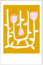 JUNIQE - Poster in kunststof lijst Flowery 07 -40x60 /Geel