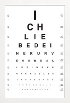 JUNIQE - Poster in houten lijst Eye Chart Ich Liebe Dich -20x30 /Wit &