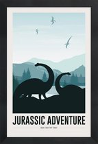 JUNIQE - Poster in houten lijst Jurassic Adventure I -30x45 /Blauw &