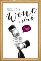 JUNIQE - Poster met houten lijst Wine o'clock -40x60 /Paars & Wit