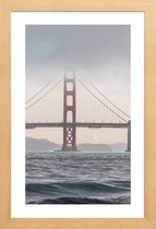 JUNIQE - Poster in houten lijst Golden Gate Bridge -40x60 /Grijs