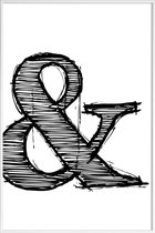 JUNIQE - Poster met kunststof lijst Ampersand Poster 1 -40x60 /Wit &