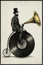 JUNIQE - Poster in kunststof lijst Music Man -20x30 /Ivoor & Zwart