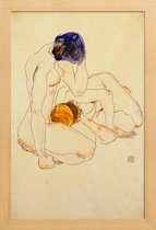 JUNIQE - Poster in houten lijst Schiele - Two Friends -40x60 /Ivoor &