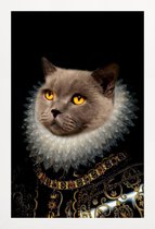 JUNIQE - Poster in houten lijst Golden Eyes -40x60 /Grijs & Zwart