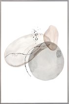JUNIQE - Poster met kunststof lijst Oil On Pebbles -40x60 /Grijs &
