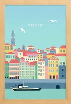 JUNIQE - Poster in houten lijst Porto - retro -20x30 /Kleurrijk