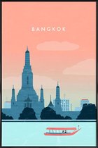 JUNIQE - Poster in kunststof lijst Bangkok - retro -30x45 /Roze &