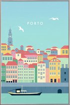 JUNIQE - Poster met kunststof lijst Porto - retro -20x30 /Kleurrijk