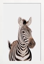 JUNIQE - Poster met houten lijst Zebra -13x18 /Wit & Zwart