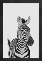JUNIQE - Poster in houten lijst Zebra Classic -30x45 /Wit & Zwart