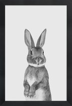 JUNIQE - Poster in houten lijst Paws & Claws Bunny -30x45 /Wit & Zwart