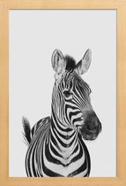 JUNIQE - Poster in houten lijst Zebra Classic -40x60 /Wit & Zwart