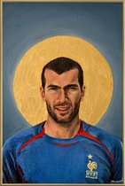 JUNIQE - Poster met kunststof lijst Football Icon - Zinedine Zidane
